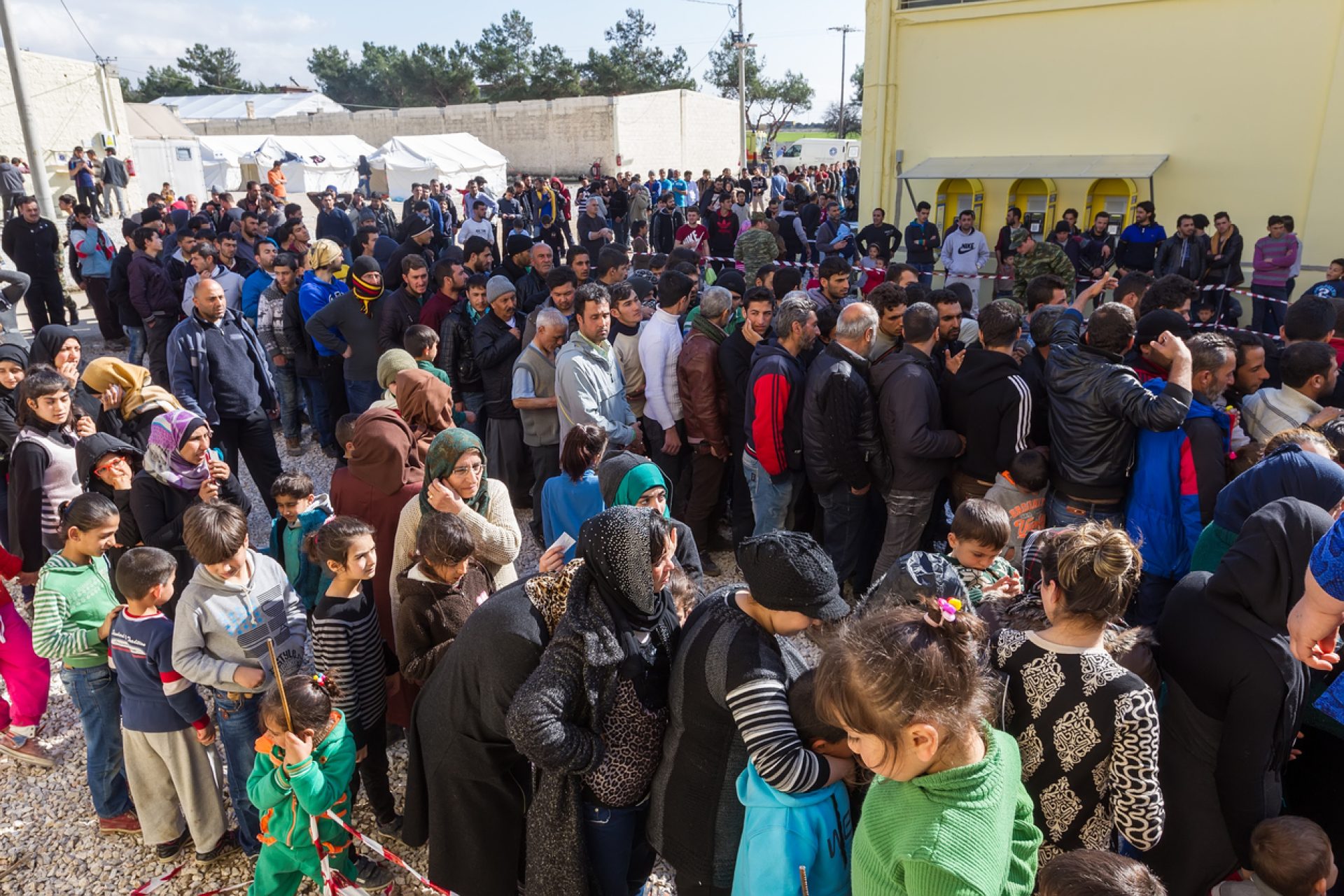 Refugees  living in tents in the center relocation Diavata